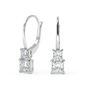 Kyra Princess Cut 6 Prong Stacked Earrings Leverback - Nivetta